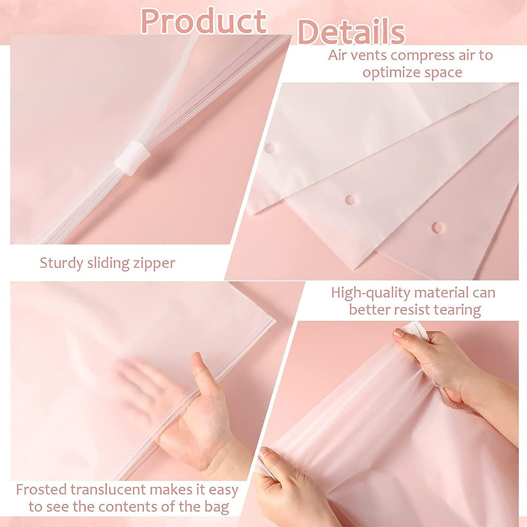 Multi-Purpose Frosted Zip Storage Bags – 20-Pack Plastic Garment Sleeves (Buy 2 Sets, Take 1 FREE) | Euroselle