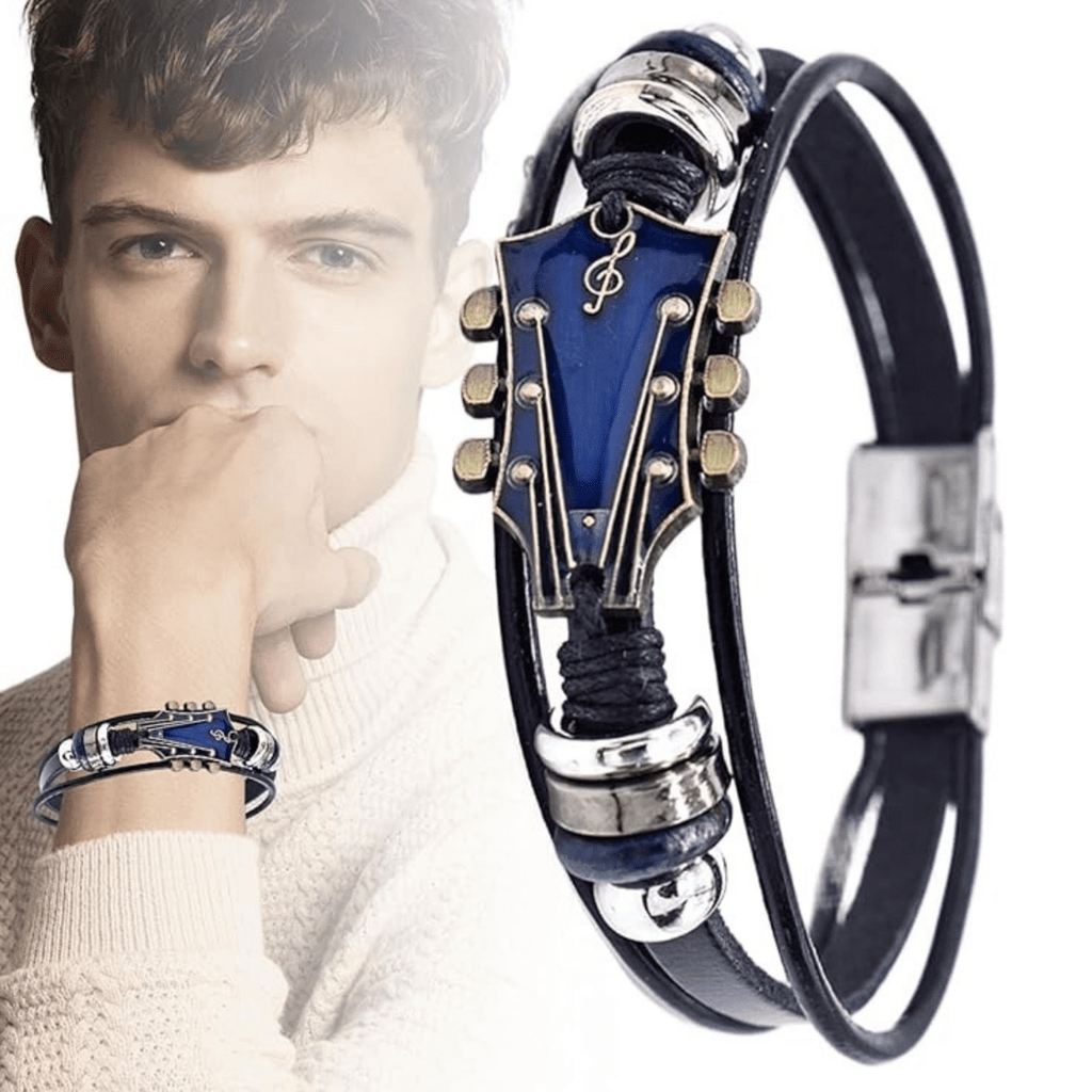 MUSIKSTRUM – Leather Bracelet with Guitar-Inspired Design | Euroselle