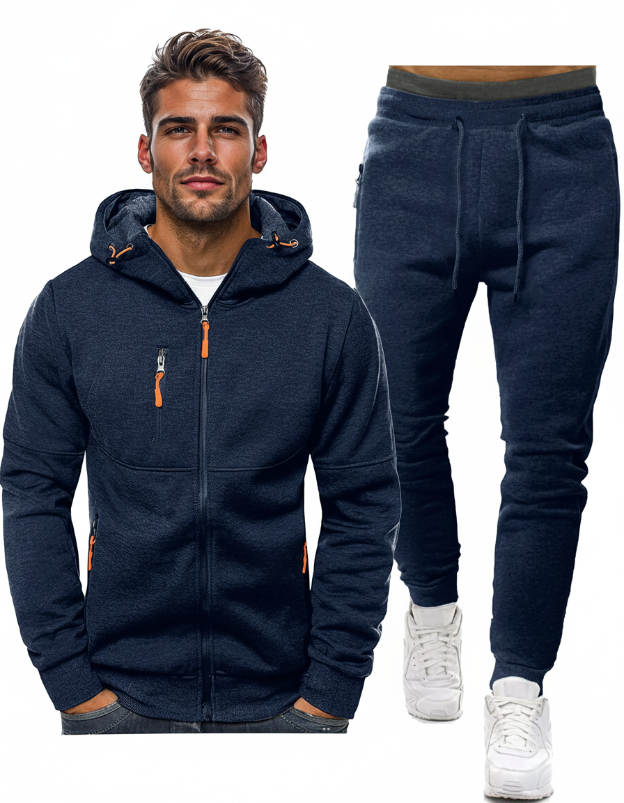 Ensemble de jogging de sport deux pièces pour homme avec pull et pantalon - survêtement léger et respirant pour l'entraînement, la salle de sport et la détente décontractée
