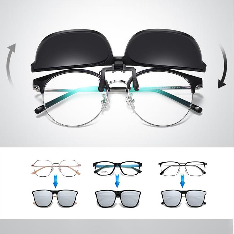 Clip-On Polarized Flip-Up Sunglasses for Prescription Glasses, UV400