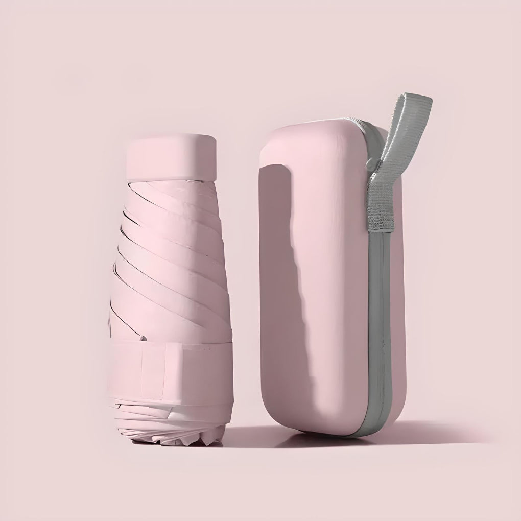 Parapluie pliable compact — Coupe-vent, protection UV, étui rigide étanche