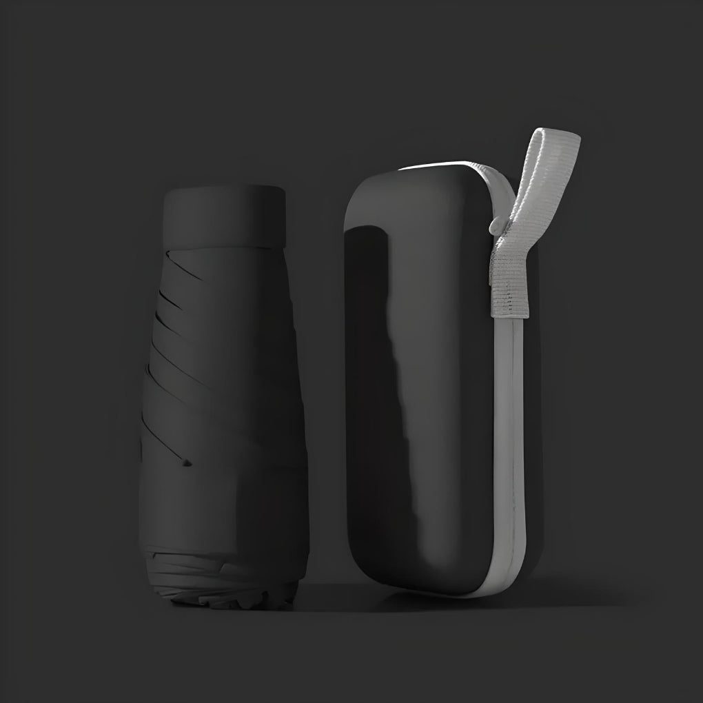Parapluie pliable compact — Coupe-vent, protection UV, étui rigide étanche