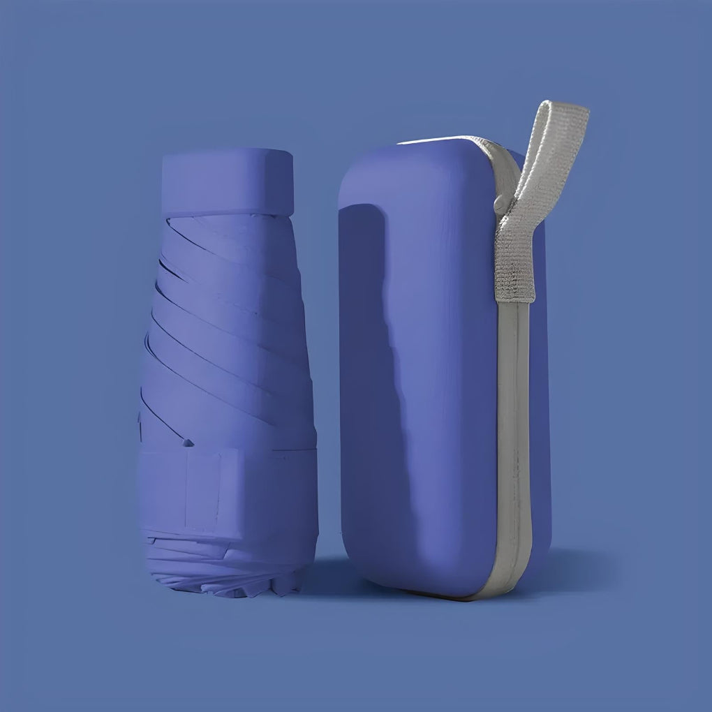 Parapluie pliable compact — Coupe-vent, protection UV, étui rigide étanche