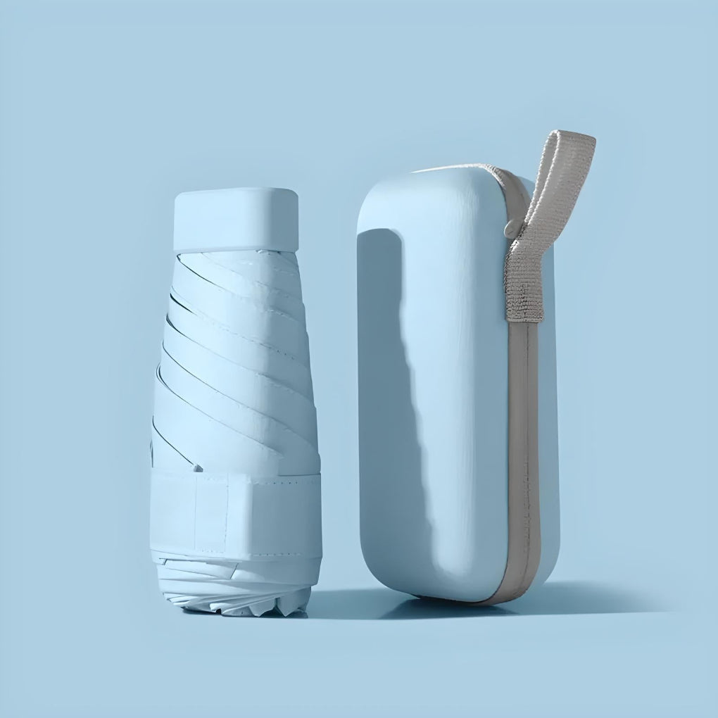 Parapluie pliable compact — Coupe-vent, protection UV, étui rigide étanche