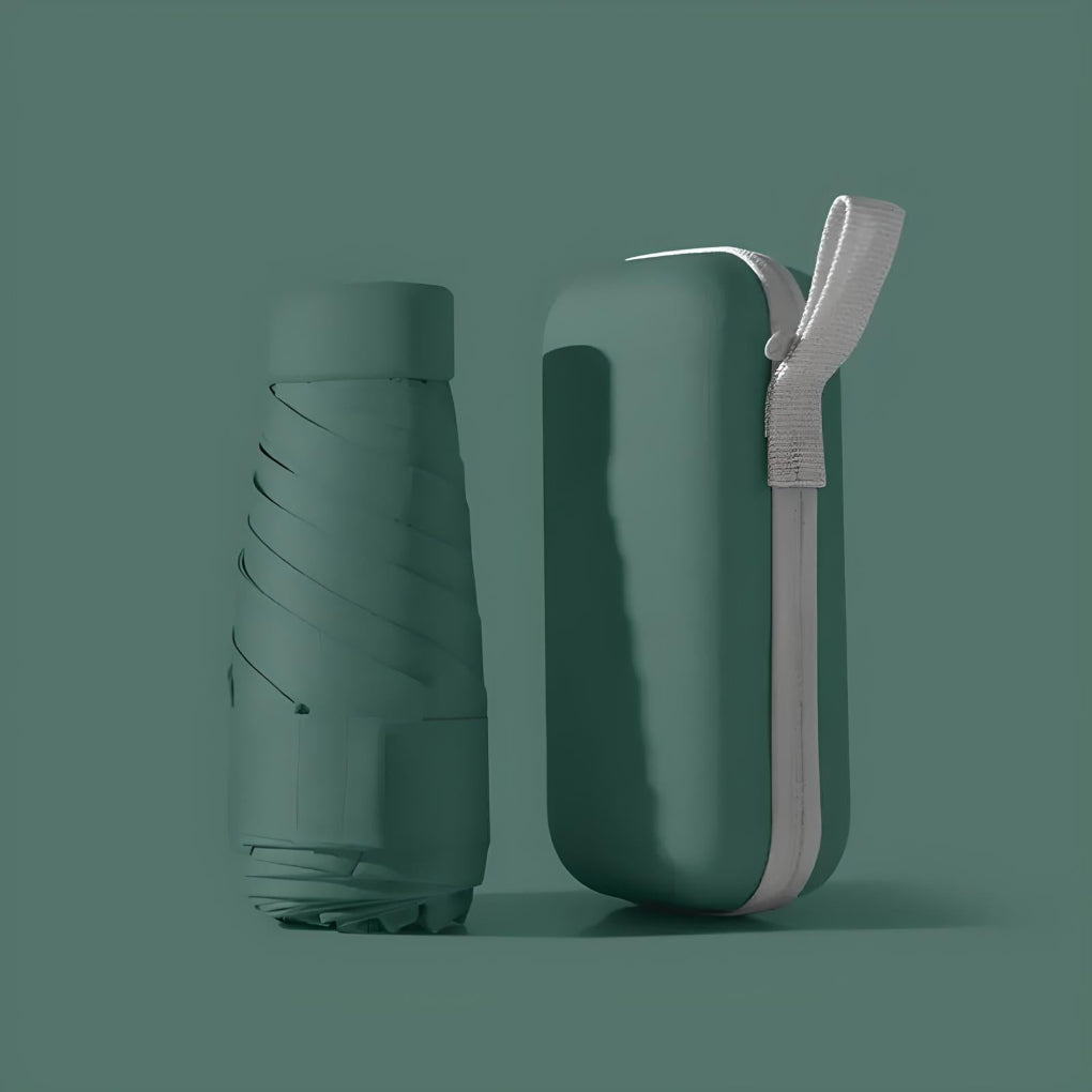 Parapluie pliable compact — Coupe-vent, protection UV, étui rigide étanche