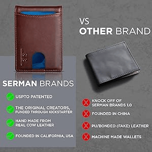 Portafoglio in alluminio e pelle con blocco RFID — scomparto a estrazione rapida e fermasoldi