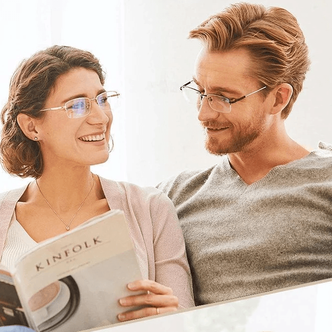 Progressive titanbriller — lette bifokale briller med blålysfilter