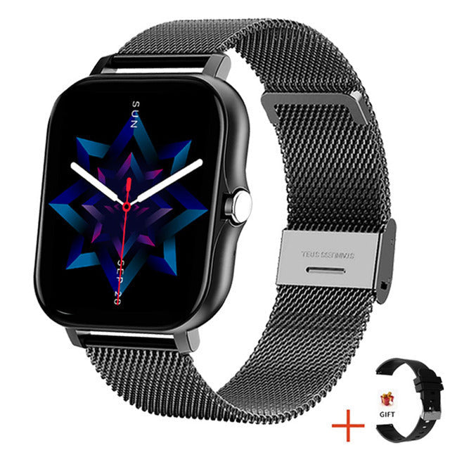 Women's Fitness Tracker Watch — Metal Band, HR/Sleep/SpO2 Alerts