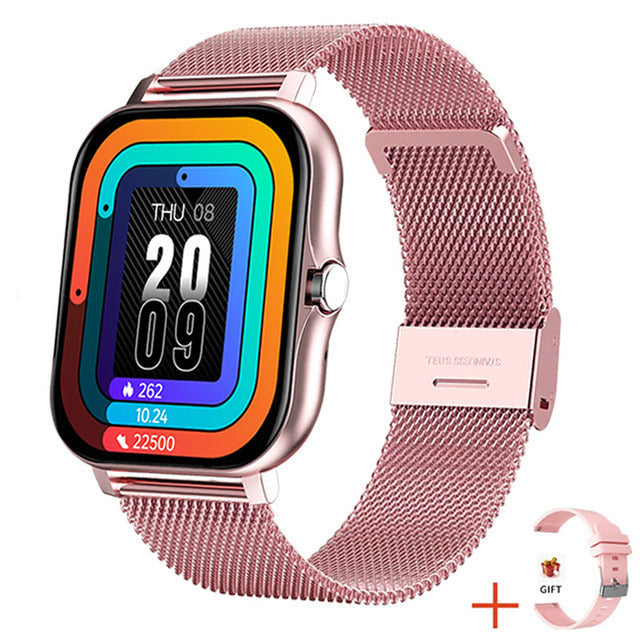 Women's Fitness Tracker Watch — Metal Band, HR/Sleep/SpO2 Alerts