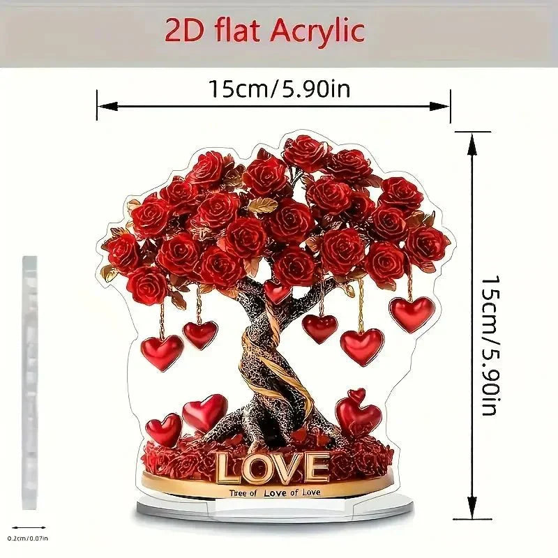 NOBLEHEART GEM – Elegant Heart-Shaped Crystal Rose Tree with Golden Base | Euroselle