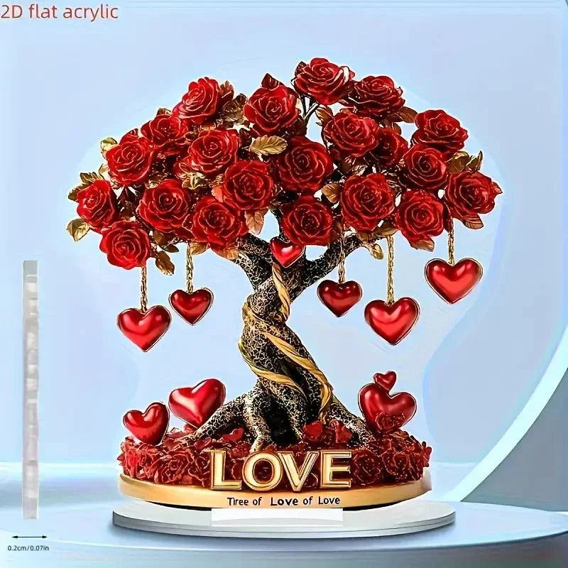 NOBLEHEART GEM – Elegant Heart-Shaped Crystal Rose Tree with Golden Base | Euroselle