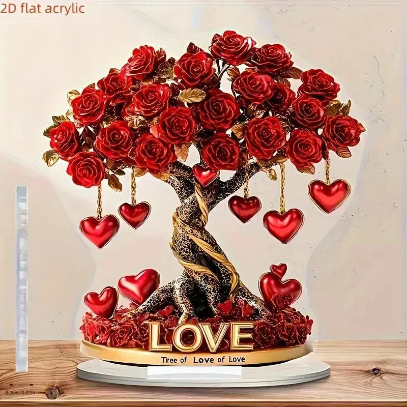 NOBLEHEART GEM – Elegant Heart-Shaped Crystal Rose Tree with Golden Base | Euroselle