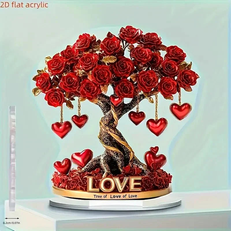 NOBLEHEART GEM – Elegant Heart-Shaped Crystal Rose Tree with Golden Base | Euroselle