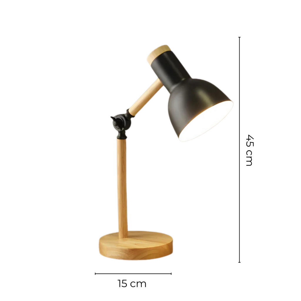 Stolní lampa Nordic — nastavitelná dřevěná ramena, kruhová základna