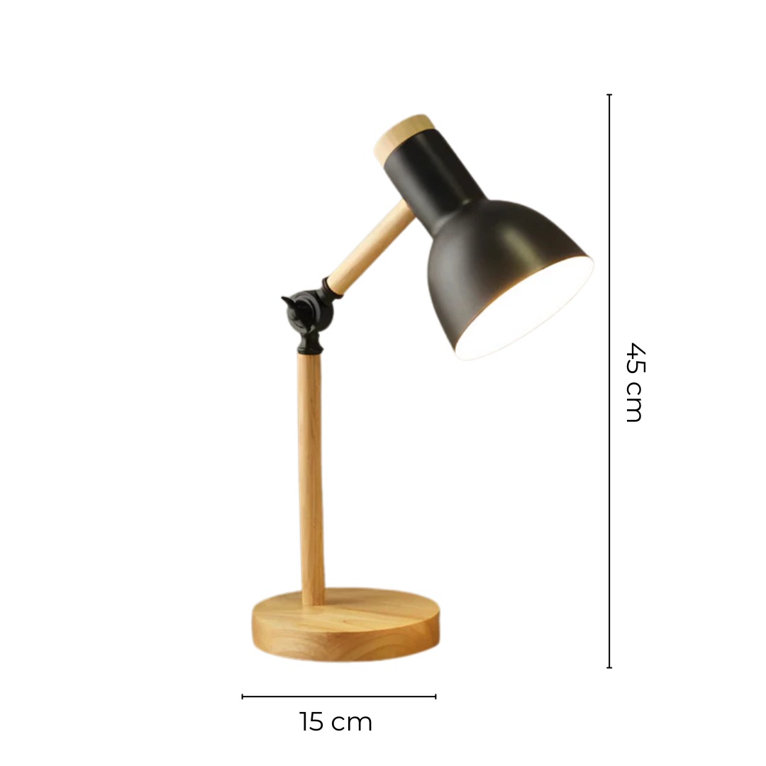 Stolní lampa Nordic — nastavitelná dřevěná ramena, kruhová základna