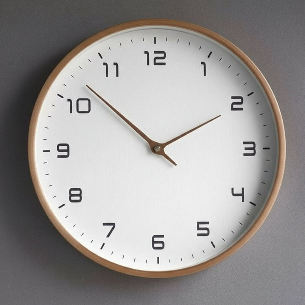 NORDICTIMBER – Modern Solid Wood Wall Clock in Brown & Cream | Euroselle