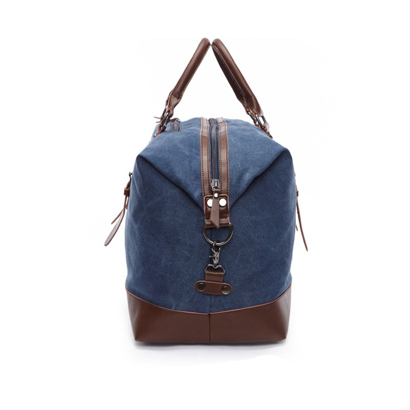 Weekendbag i skinn og kanvas — vintagebag for overnatting, vanntett belegg
