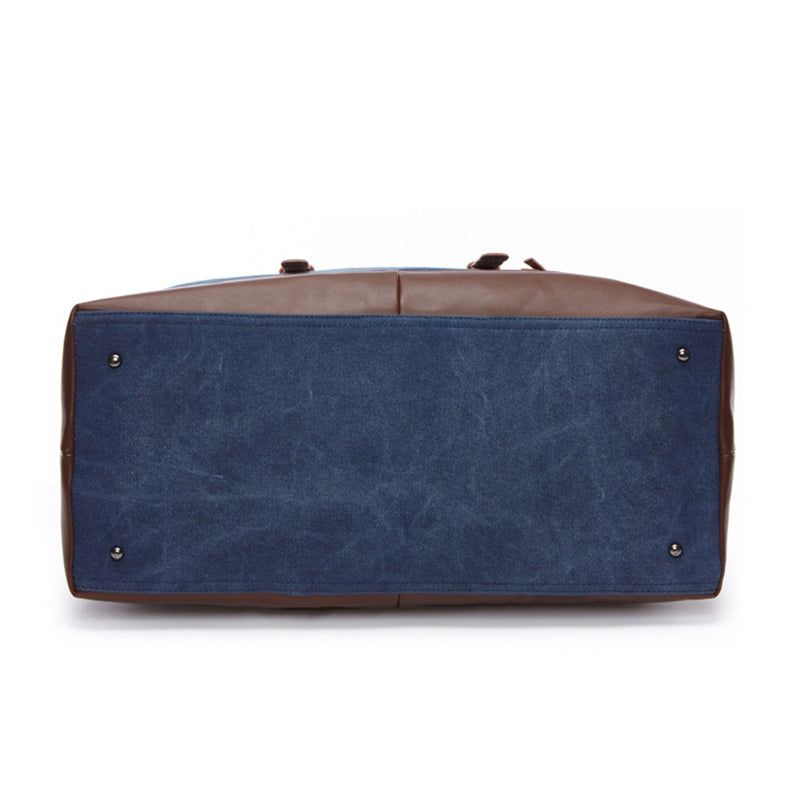 Weekendbag i skinn og kanvas — vintagebag for overnatting, vanntett belegg