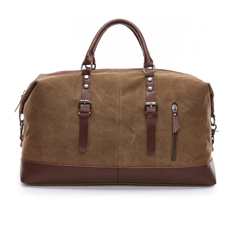 Canvas & Leather Weekender Duffel Bag — Padded Straps