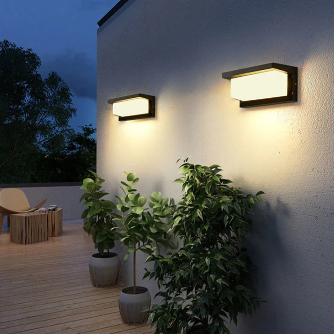LED-Wandleuchte mit Bewegungssensor für den Außenbereich — IP65, Grau, 26 x 12.5 cm