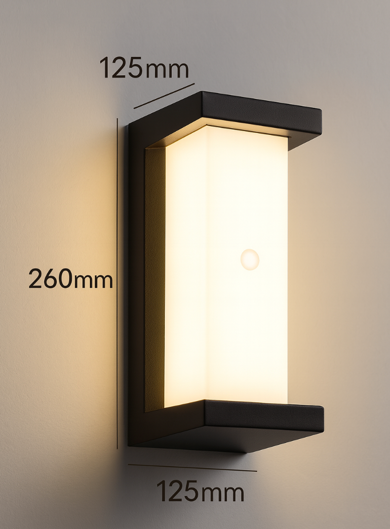 LED-Wandleuchte mit Bewegungssensor für den Außenbereich — IP65, Grau, 26 x 12.5 cm