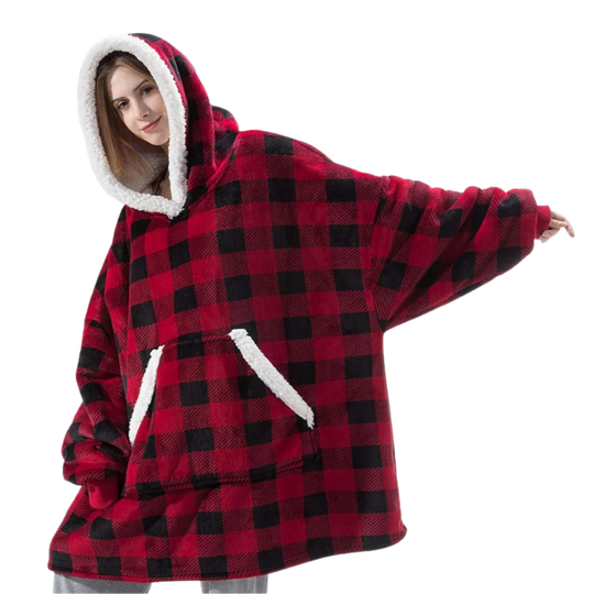 Oversized Wearable Hooded Throw — Roomy Sleeves, Kangaroo Pocket