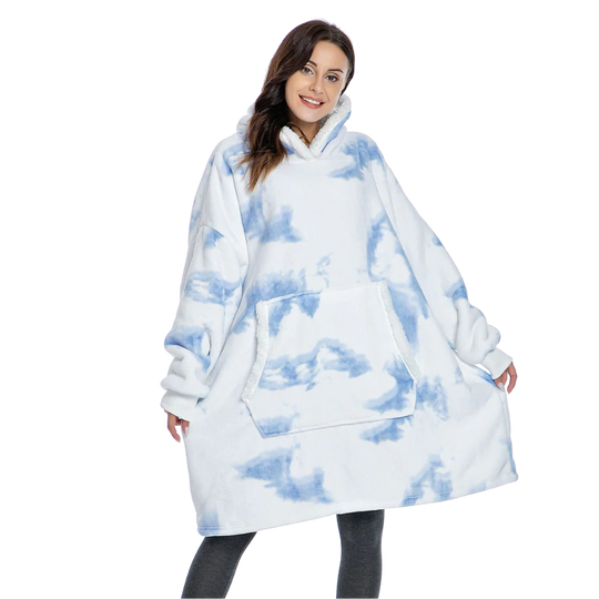 Oversized Wearable Hooded Throw — Roomy Sleeves, Kangaroo Pocket