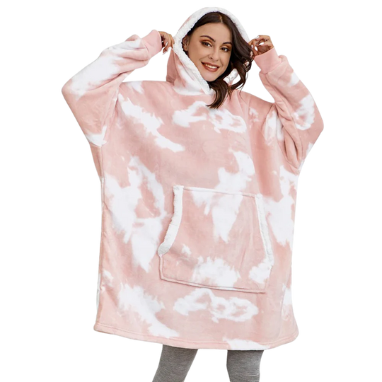 Oversized Wearable Hooded Throw — Roomy Sleeves, Kangaroo Pocket