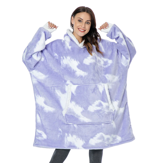 Oversized Wearable Hooded Throw — Roomy Sleeves, Kangaroo Pocket