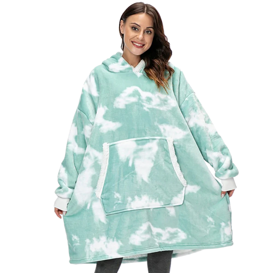 Oversized Wearable Hooded Throw — Roomy Sleeves, Kangaroo Pocket