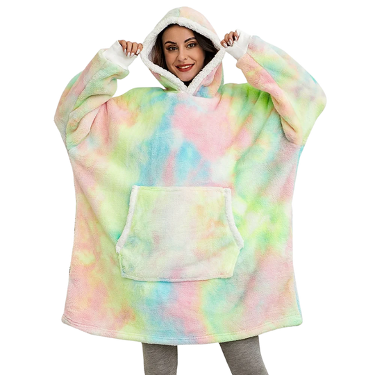 Oversized Wearable Hooded Throw — Roomy Sleeves, Kangaroo Pocket