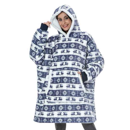 Oversized Wearable Hooded Throw — Roomy Sleeves, Kangaroo Pocket