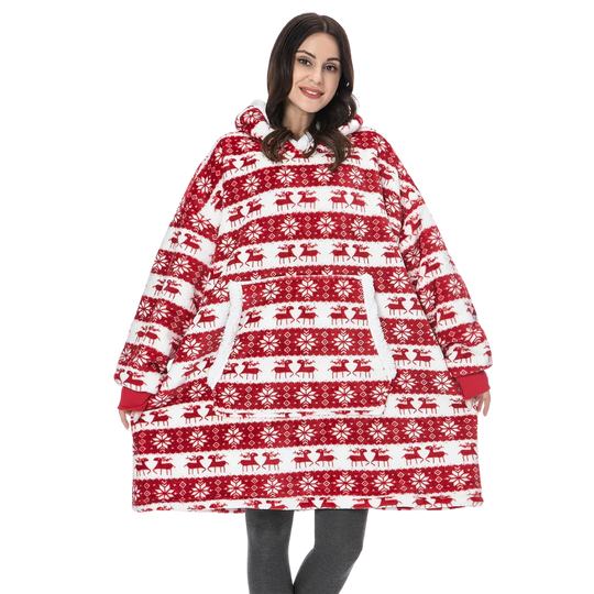 Oversized Wearable Hooded Throw — Roomy Sleeves, Kangaroo Pocket