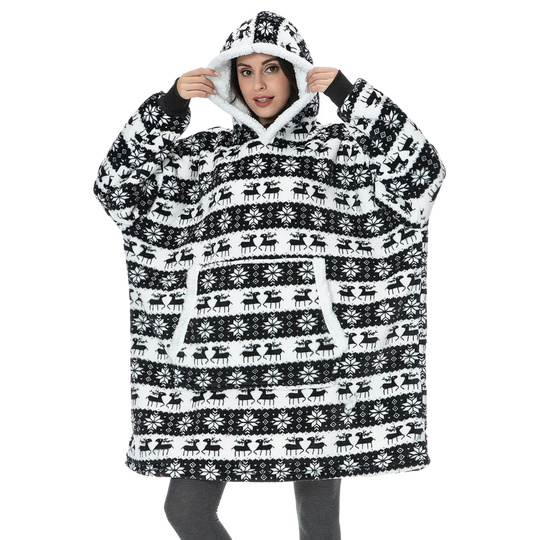 Oversized Wearable Hooded Throw — Roomy Sleeves, Kangaroo Pocket
