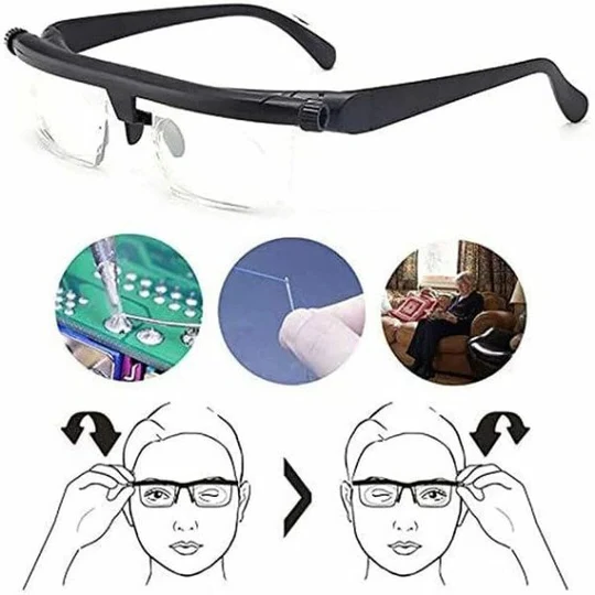 Dial-Adjustable Reading Glasses — Variable Focus Near/Far Vision