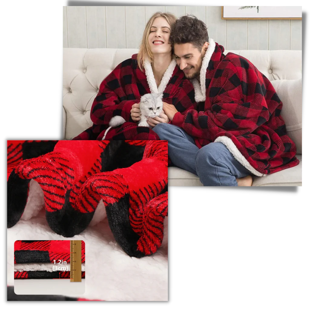 Oversized Wearable Hooded Throw — Roomy Sleeves, Kangaroo Pocket