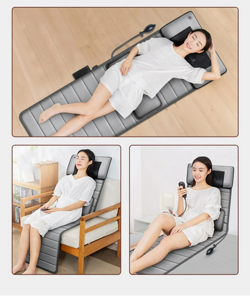 Elektrisk massagepude — kulfiberopvarmning, vibration med 9 niveauer
