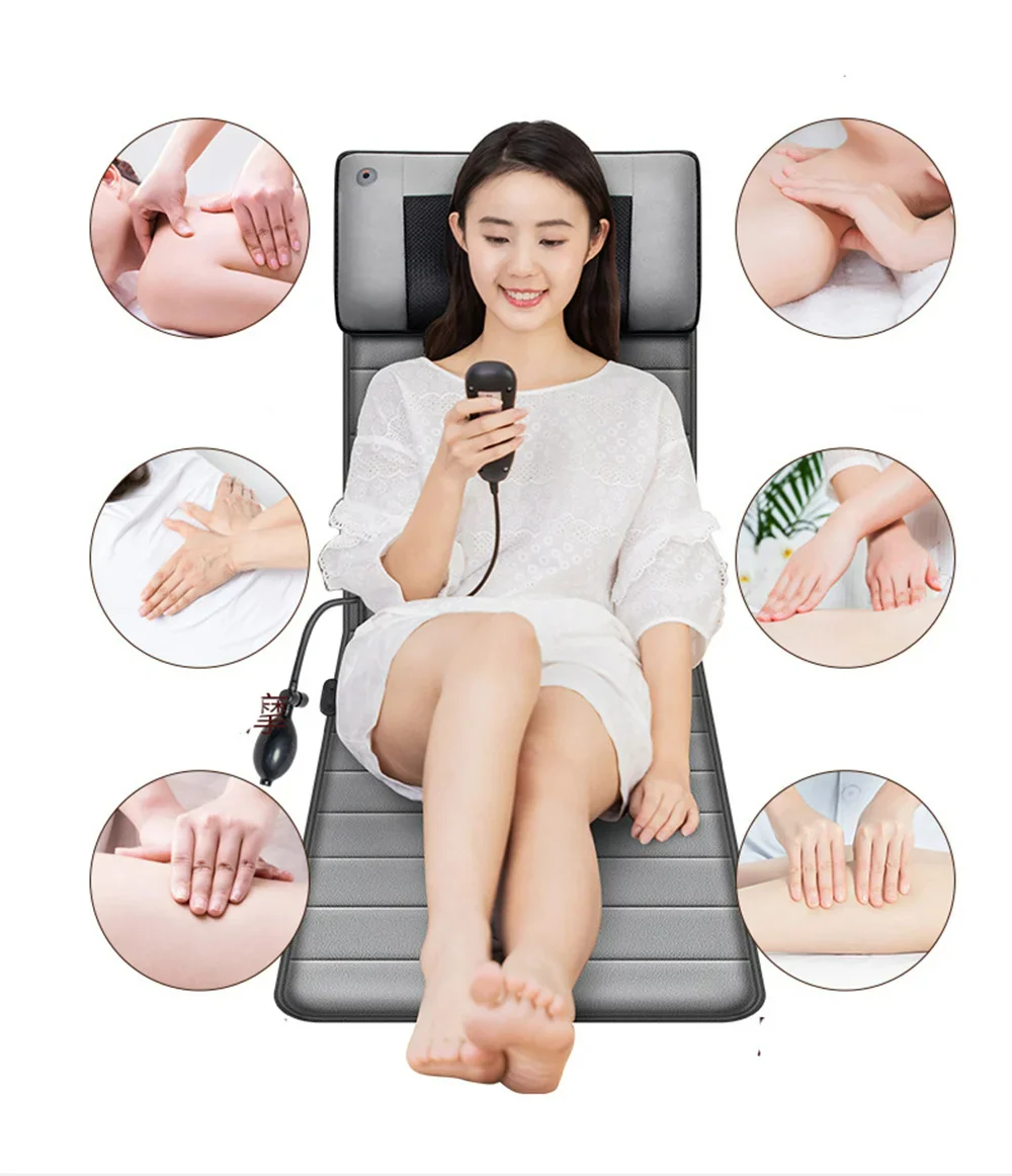Elektrisk massagepude — kulfiberopvarmning, vibration med 9 niveauer