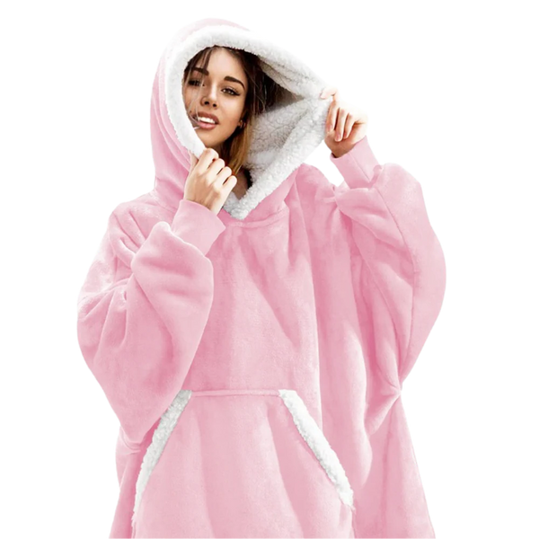 Oversized Wearable Hooded Throw — Roomy Sleeves, Kangaroo Pocket