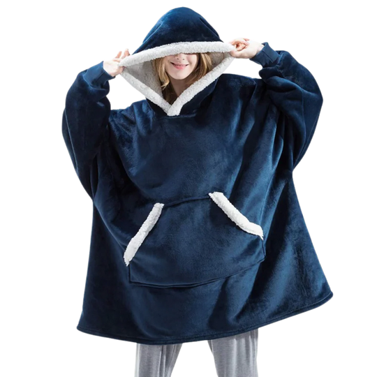 Oversized Wearable Hooded Throw — Roomy Sleeves, Kangaroo Pocket
