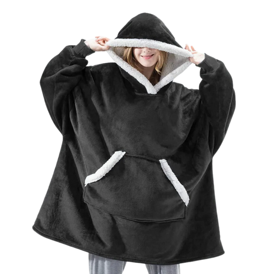 Oversized Wearable Hooded Throw — Roomy Sleeves, Kangaroo Pocket