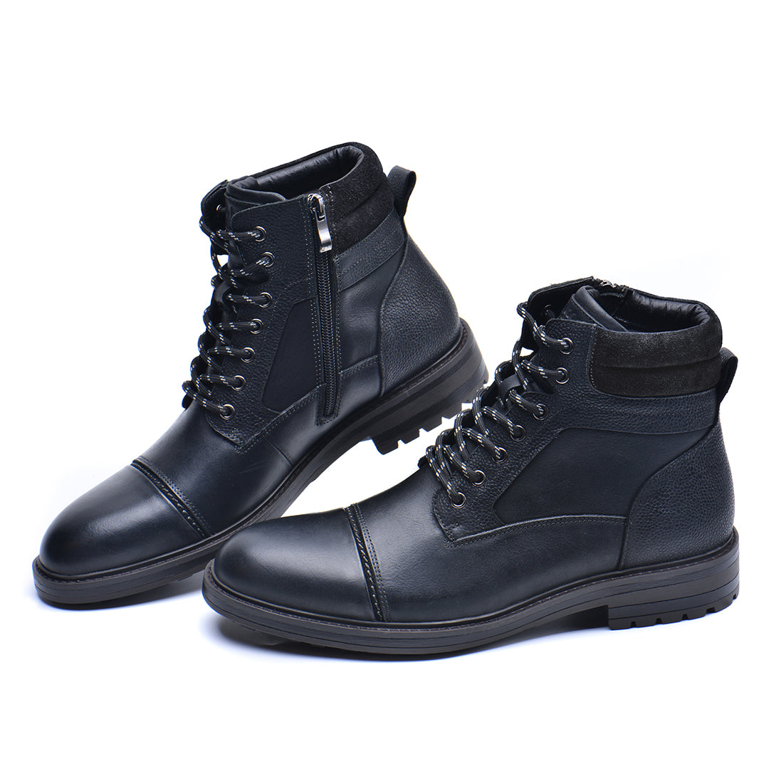 Men's Waterproof Leather Combat Boots — Reinforced Stitching, Anti-Slip