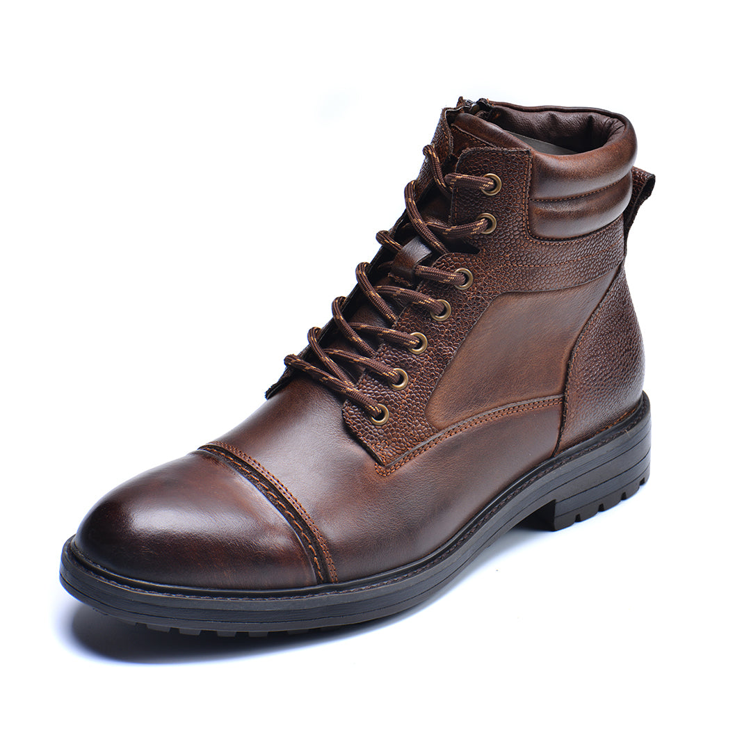 Men's Waterproof Leather Combat Boots — Reinforced Stitching, Anti-Slip