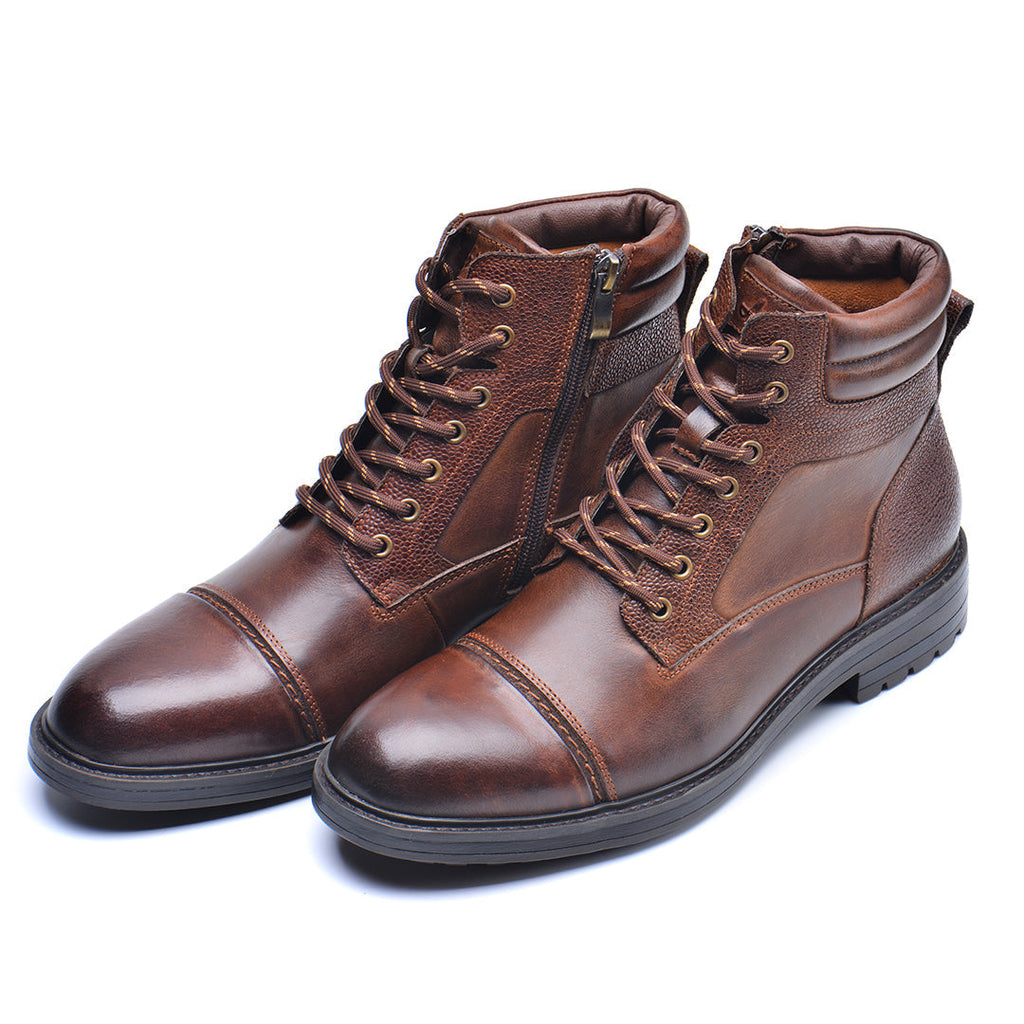 Men's Waterproof Leather Combat Boots — Reinforced Stitching, Anti-Slip