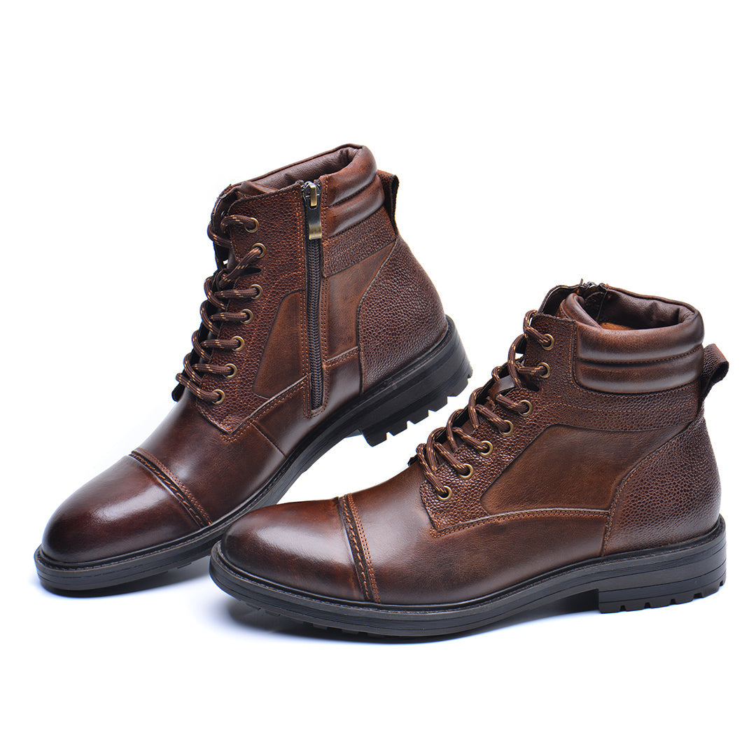 Men's Waterproof Leather Combat Boots — Reinforced Stitching, Anti-Slip