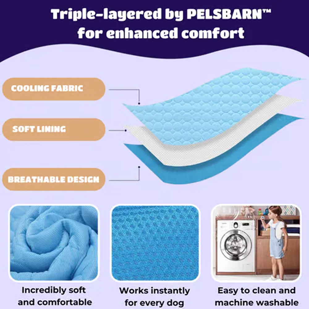 Machine-Washable Dog Cooling Mat — Gel-Free, 6 Sizes