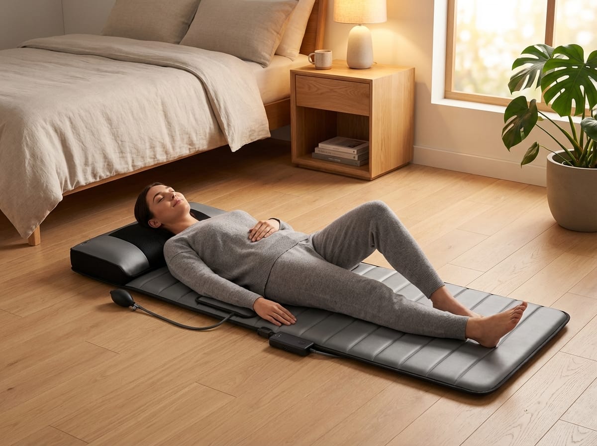 Elektrisk massagepude — kulfiberopvarmning, vibration med 9 niveauer