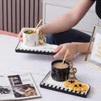 Musical Notes Piano Cup and Saucer Set with Tray | Euroselle