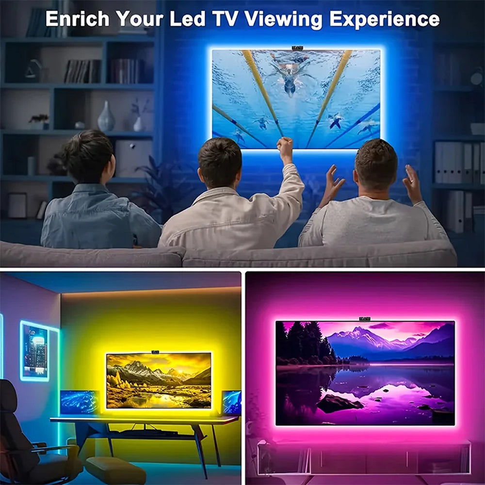 Intelligente RGBIC-TV-Hintergrundbeleuchtung für 55-75-Zoll-Fernseher, Kamera und Bluetooth-App