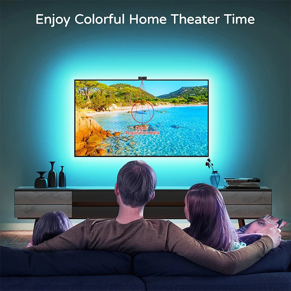 Intelligente RGBIC-TV-Hintergrundbeleuchtung für 55-75-Zoll-Fernseher, Kamera und Bluetooth-App